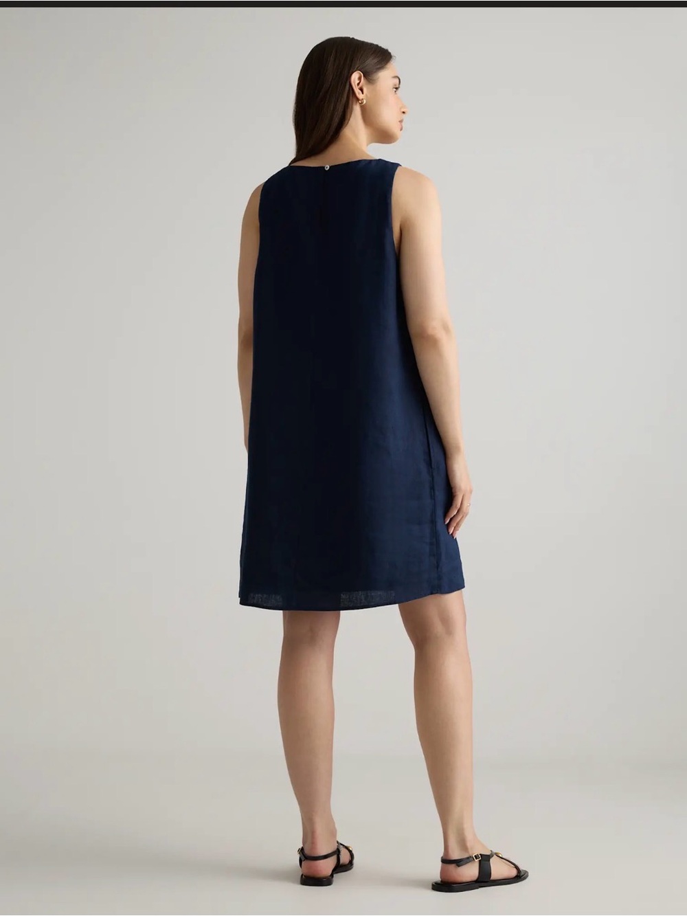 Quince Navy Blue 100% European Linen Mini Tank Dress - Picture 2 of 7